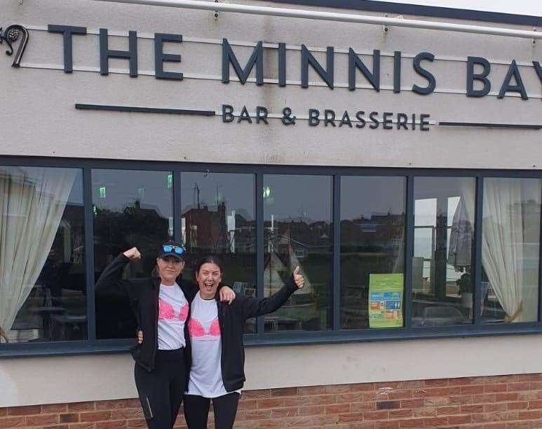 Abigail Lawrence and Helen Twyman at the start of their trek in Minnis Bay. Picture: Ryan Lea