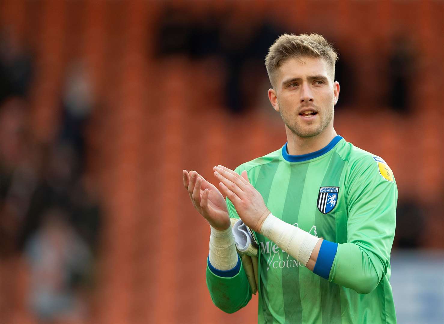 Tomas Holy thanks the fans at Gills' last game of the season against Blackpool Picture: Ady Kerry