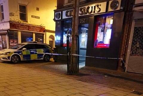 Police outside City Slots in Chatham High Street Picture: Jay Day