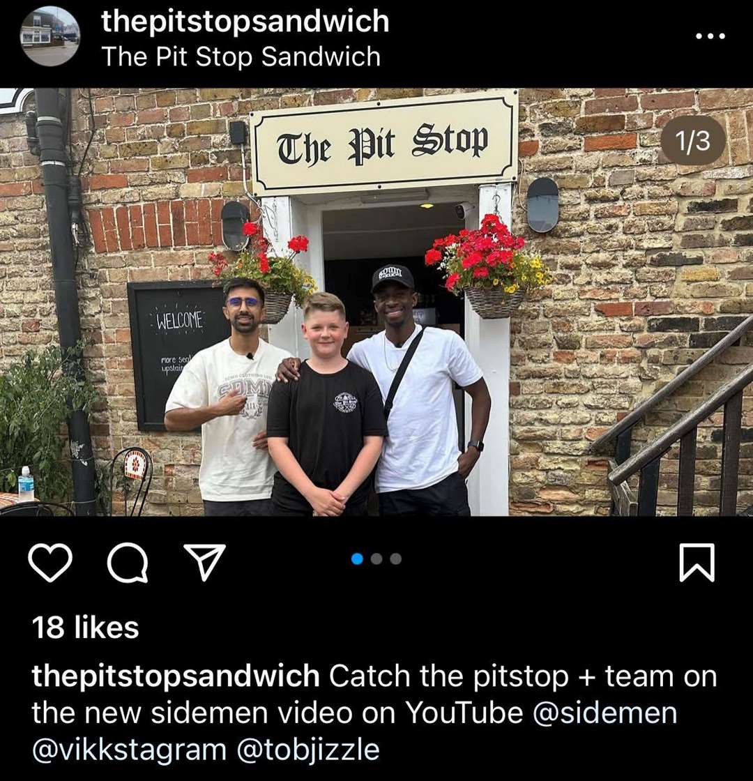 Sidemen visited The Pit Stop in Sandwich earlier this month. Picture: The Pit Stop on Instagram