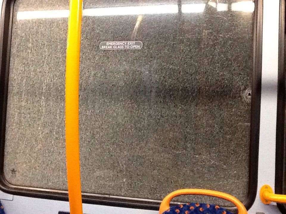 The bus window was shattered by vandals in Canterbury. Pic: Linky Rae (20404369)