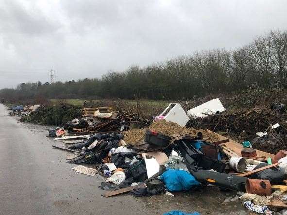 The fly-tipping along the road in 2021 which has since been cleared
