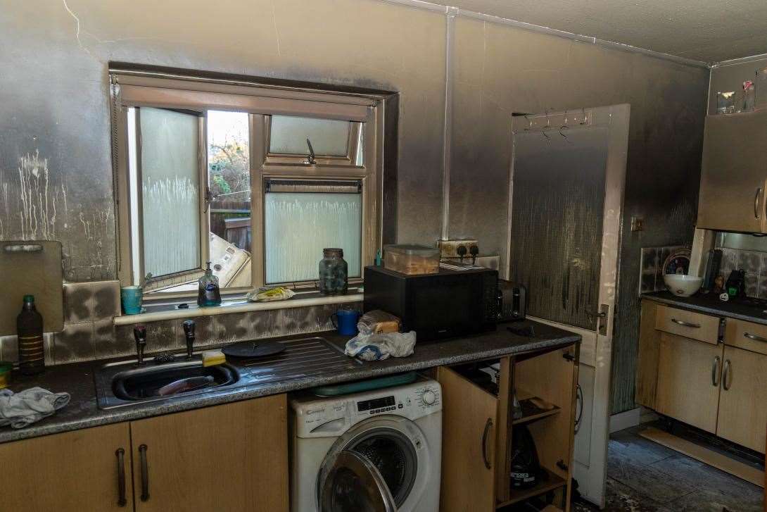 A family’s kitchen was destroyed by a fire just before Christmas at their home in Gloucester Road, GravesendPicture:Kent Fire and Rescue Service