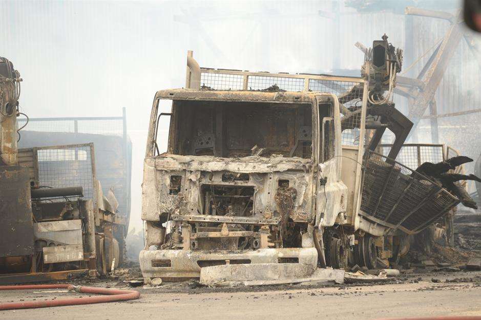 The Northfleet fire also involved six long goods vehicles