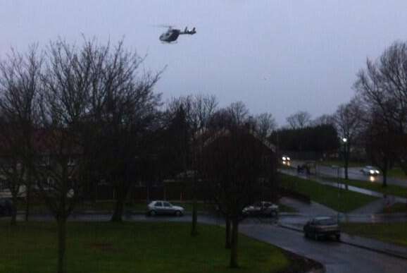 An air ambulance at the scene in Gillingham. Picture: Maria Herrett