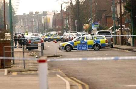 The road was cordoned off while substances at the house were checked. Picture: BARRY CRAYFORD