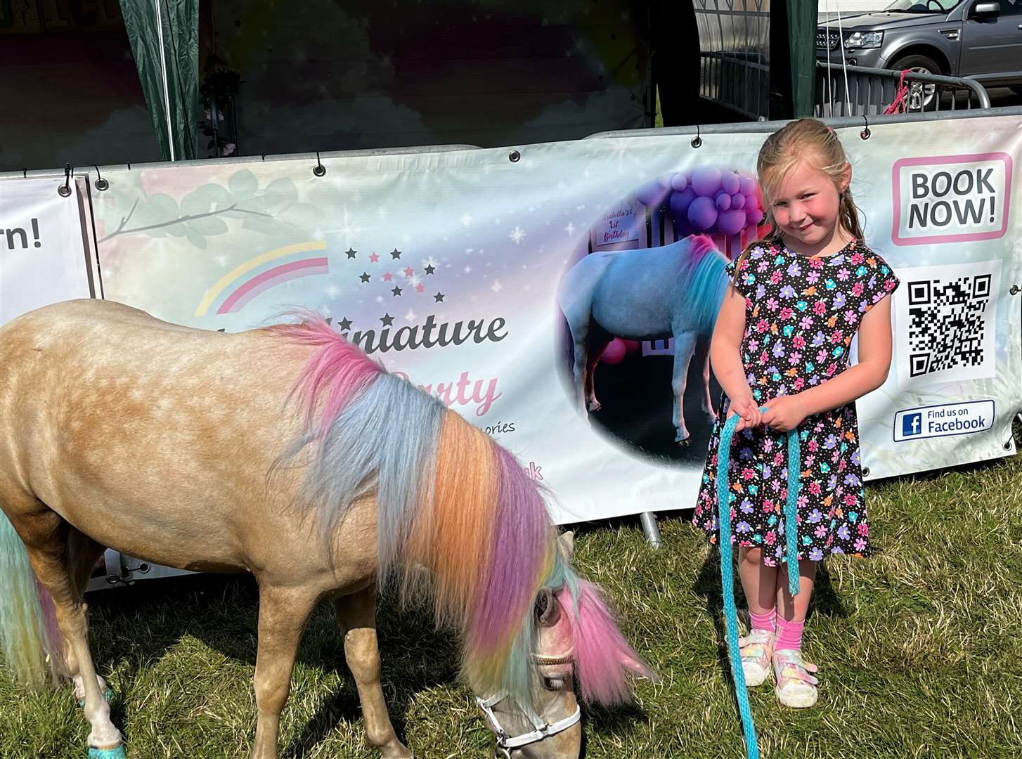 Isla Linkins from Ashford with Duke the Unicorn at the Kent County Show