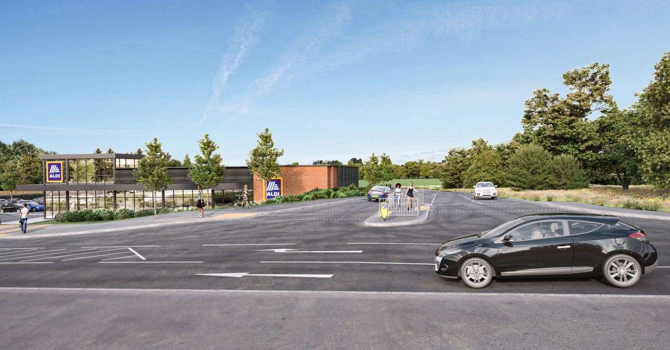An artist's impression of the proposed Aldi store in Canterbury Road, Kennington. Picture: The Harris Partnership