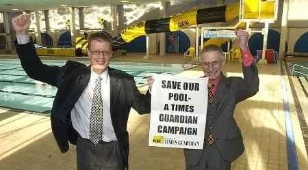 CELEBRATION TIME: Editor Duncan Marsh and campaign chairman Ian Smart. Picture: BARRY CRAYFORD