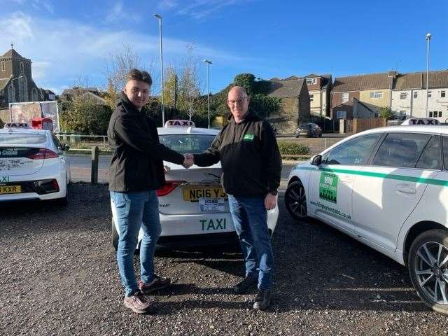 Jack's dad, Nick, owns Let's Go Green Cabs, in Sittingbourne. Picture: Jack Childs