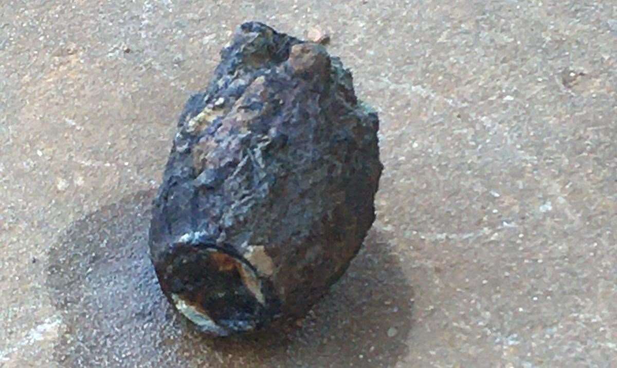 An unexploded grenade has been pulled out of the River Medway by a magnet fisher. Picture: Sean Bevan