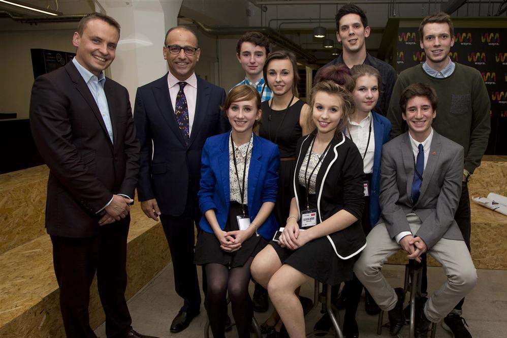 Strood Academy pupils with Theo Paphitis