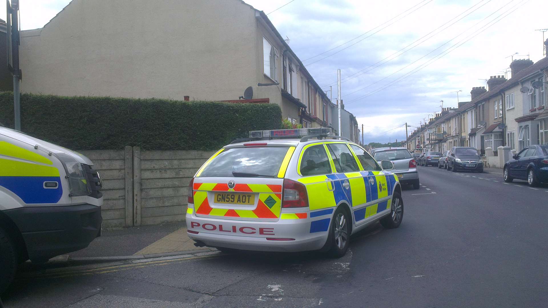 Police vehicles on East Street, Gillingham