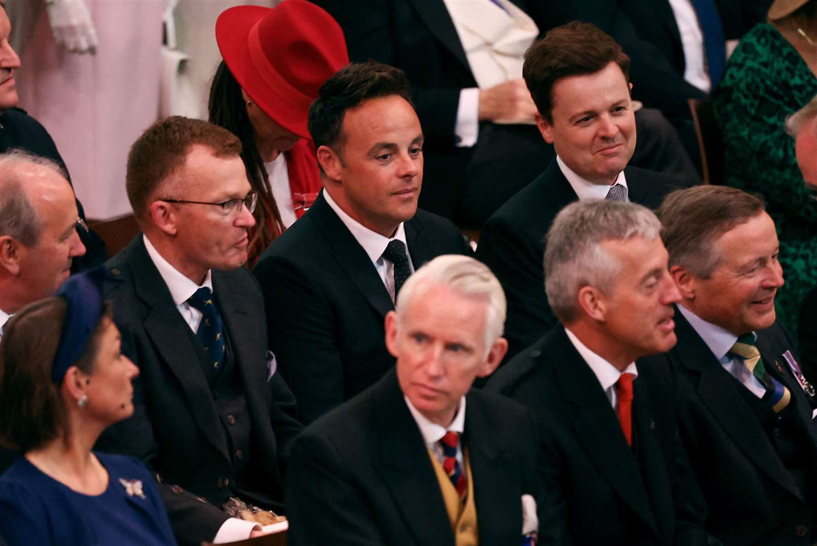 Presenters Ant McPartlin and Declan Donnelly in the pews ahead of the coronation at Westminster Abbey (Phil Noble/PA)