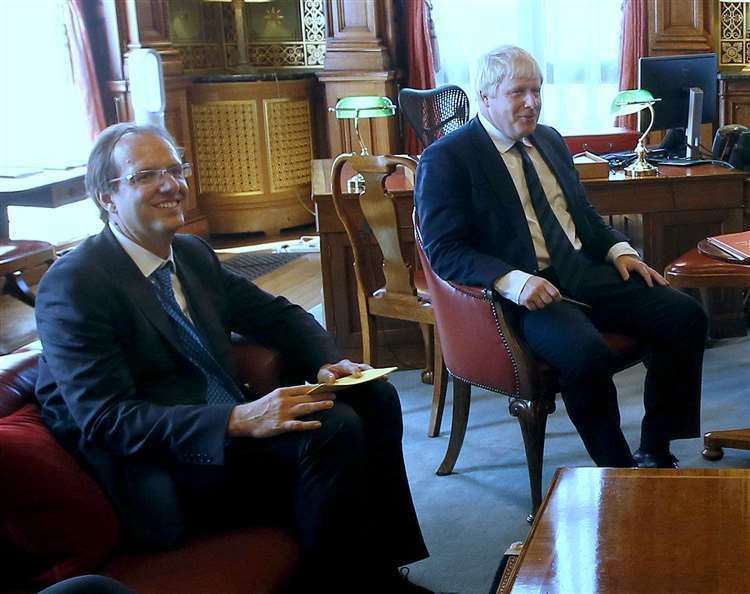 Prime Minister Boris Johnson with his principal private secretary Martin Reynolds in 2016 (Kirsty Wigglesworth/PA)