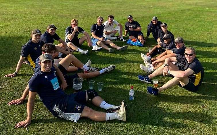 Canterbury Cricket Club celebrate their Kent League Championship title success after last Saturday's one-wicket win at Whitstable