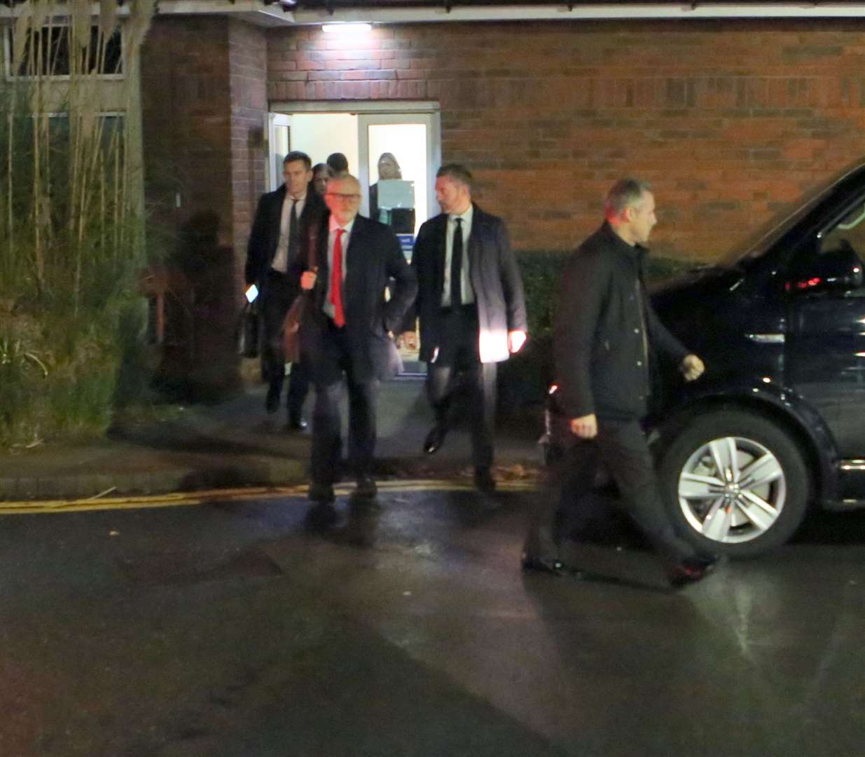 Jeremy Corbyn leaving the Hitlon in Maidstone. Picture: UKNIP