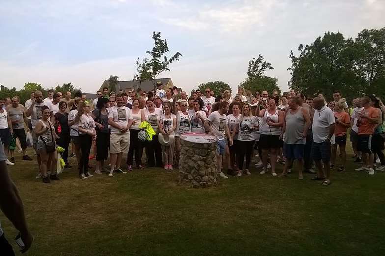 Friends and family of Michael Tierney who took part in the sponsored walk from Sheerness to Chatham