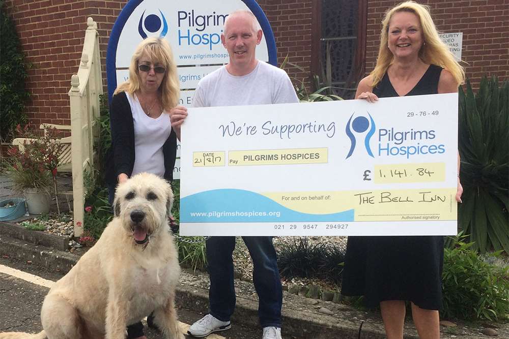 Ken and Fiona Shewring and their dog Dave. Pic: Pilgrims Hospices