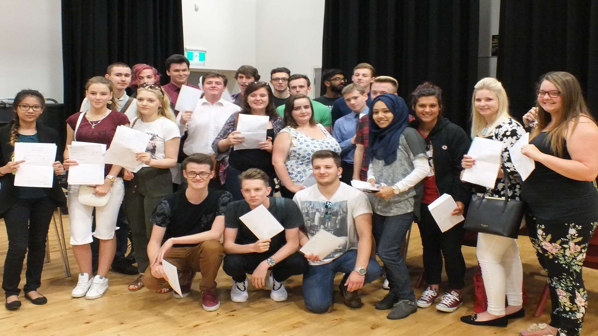 Students at St George's School with their results