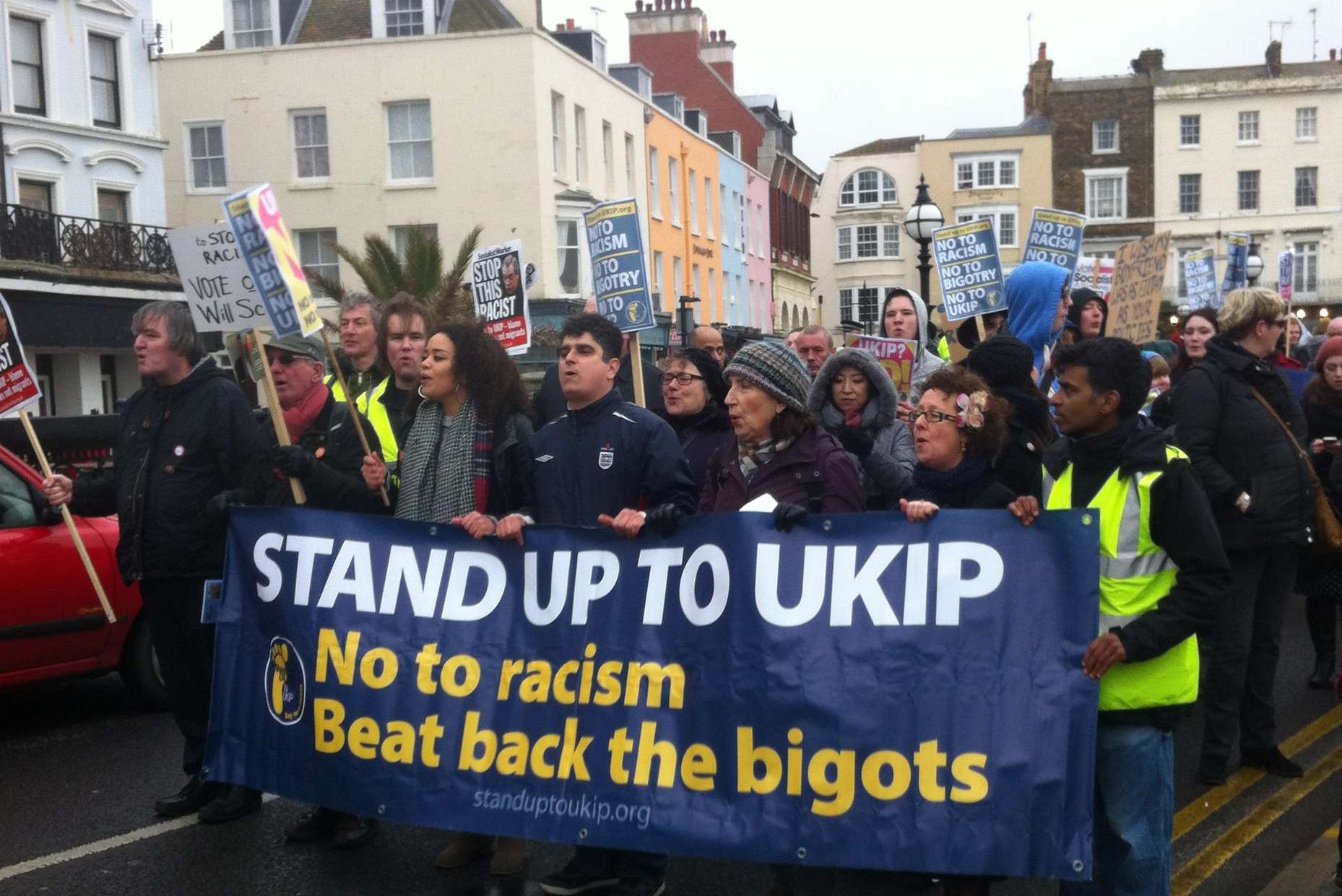 The head of the march as it works its way through Margate to the Winter Gardens