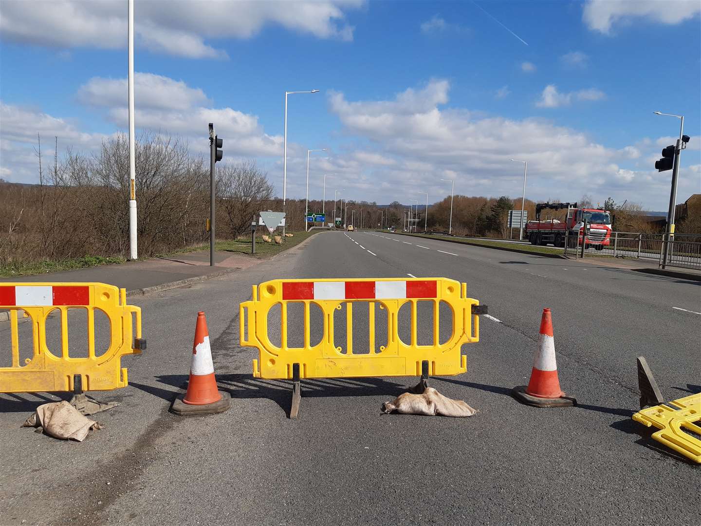 The road between Drovers Roundabout and Junction 9 was closed throughout the morning following the crash