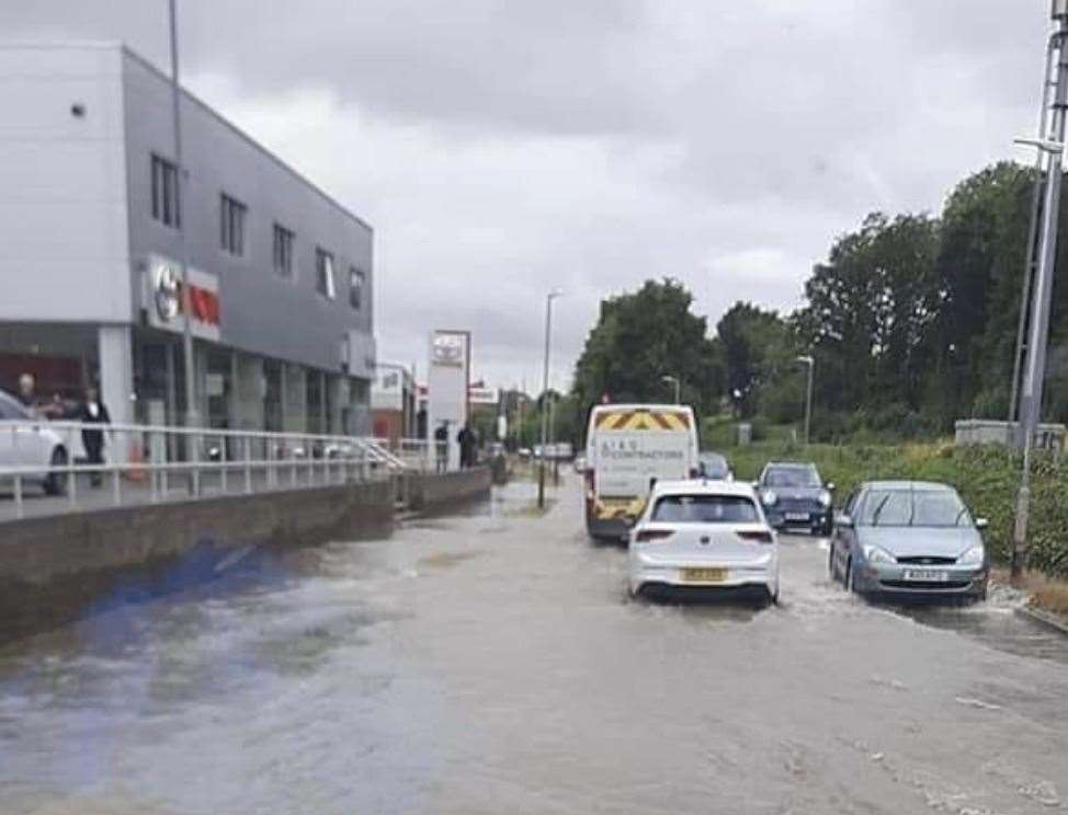 Flooding on Broad Oak Road. Picture: John Lee