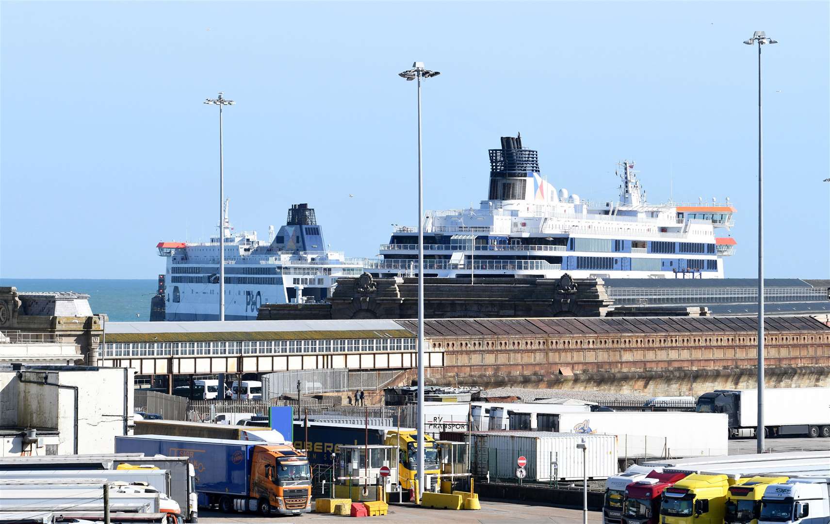 P&O ferries docked at Dover after staff were told to return to port only to be laid off. Picture: Barry Goodwin