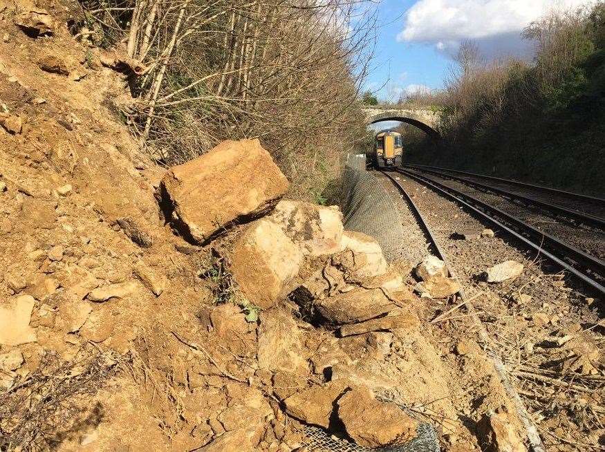 A landslip affected trains between Maidstone and Ashford in 2020. Picture: Southeastern