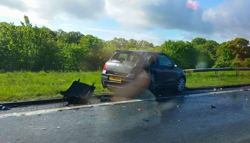 The aftermath of the accident. Pic shared on Facebook by Iain Phillips.