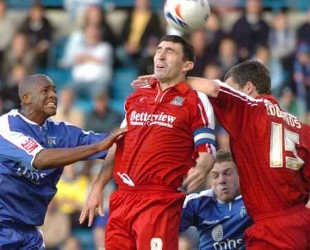 Kevin Maher - shown above in action against Gillingham in October 2005 - is poised to join the club on loan.