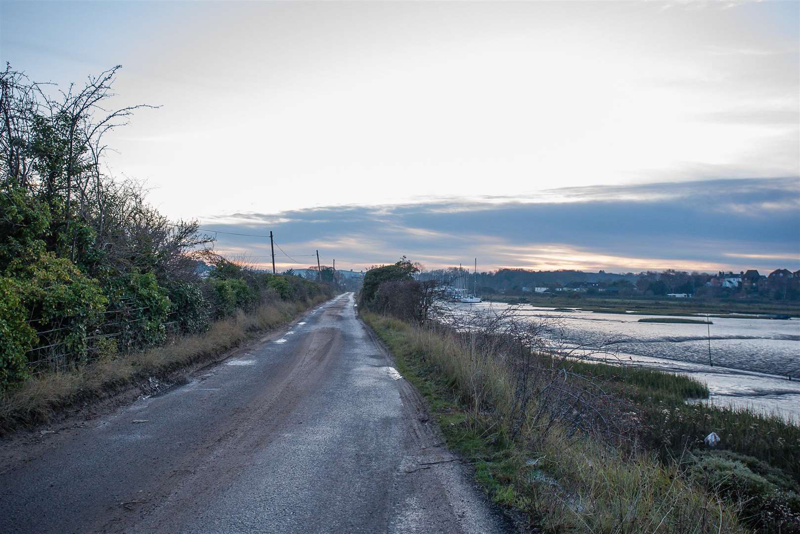Road leading up to the East Kent Recycling plant at Oare Creek