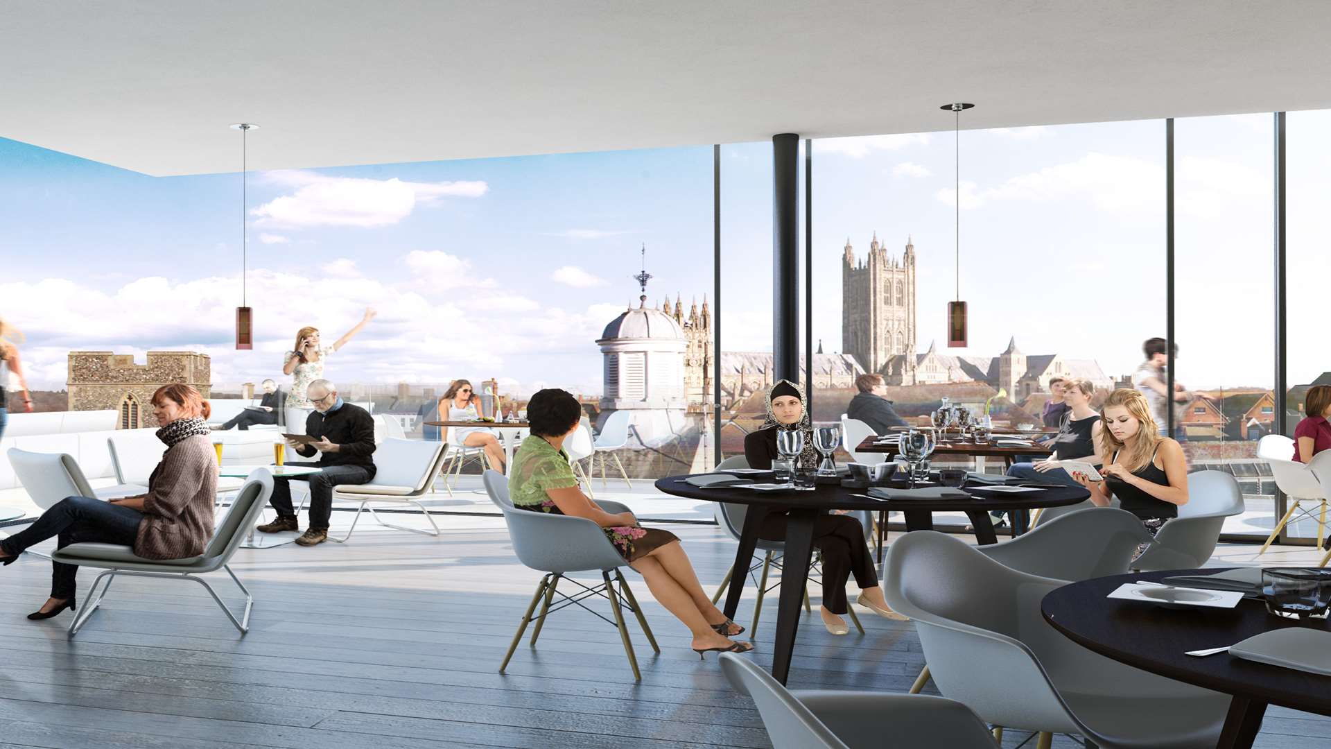 Rooftop restaurant with Cathedral views
