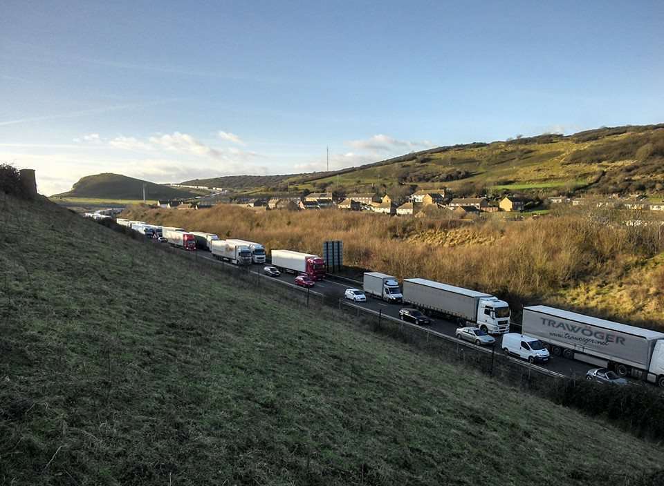 Archive scene of Dover-bound traffic stuck along the A20. Picture: Paul Wells