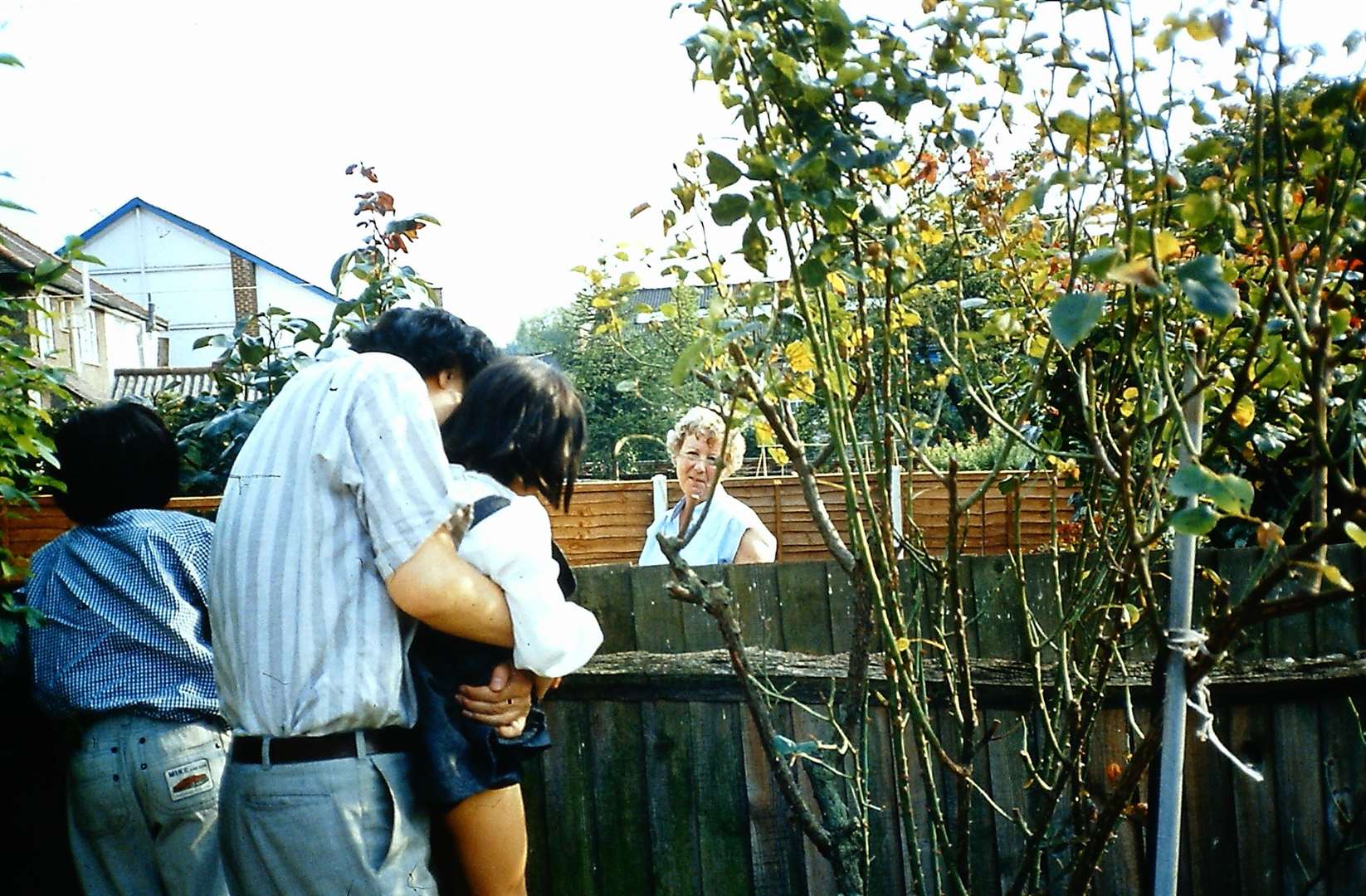 Thelma speaking to her Japanese neighbours in Wembley in the mid 1980s