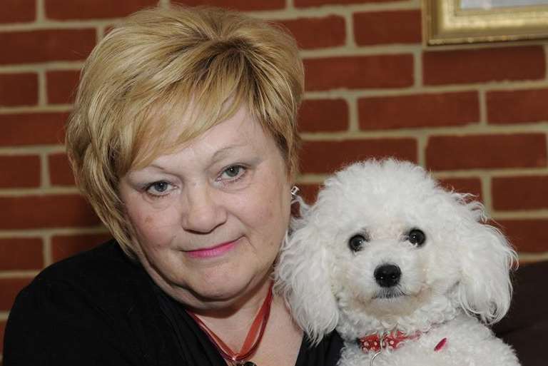 Susan Edwards with the puppies' mum Lemon