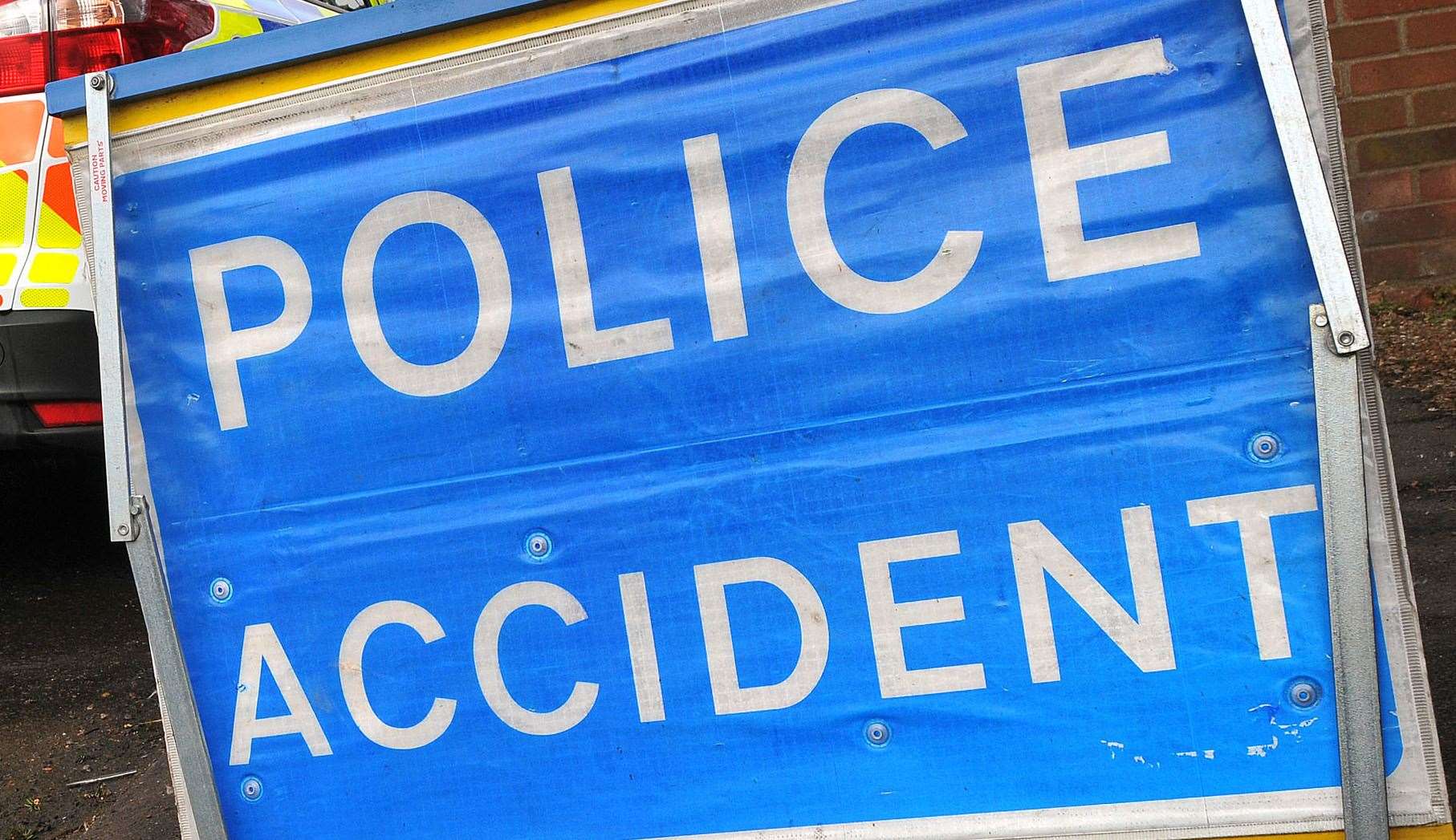 Police on the scene of an RTC - Norfolk Police accident sign. (17503368)