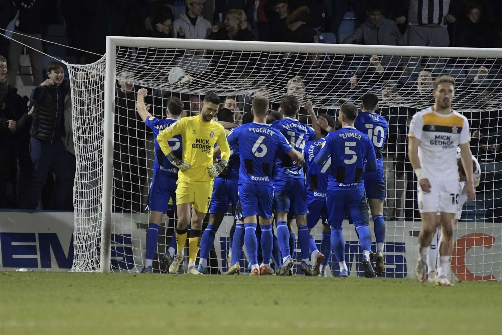 Gillingham celebrate the winner against Cambridge United Picture: Barry Goodwin