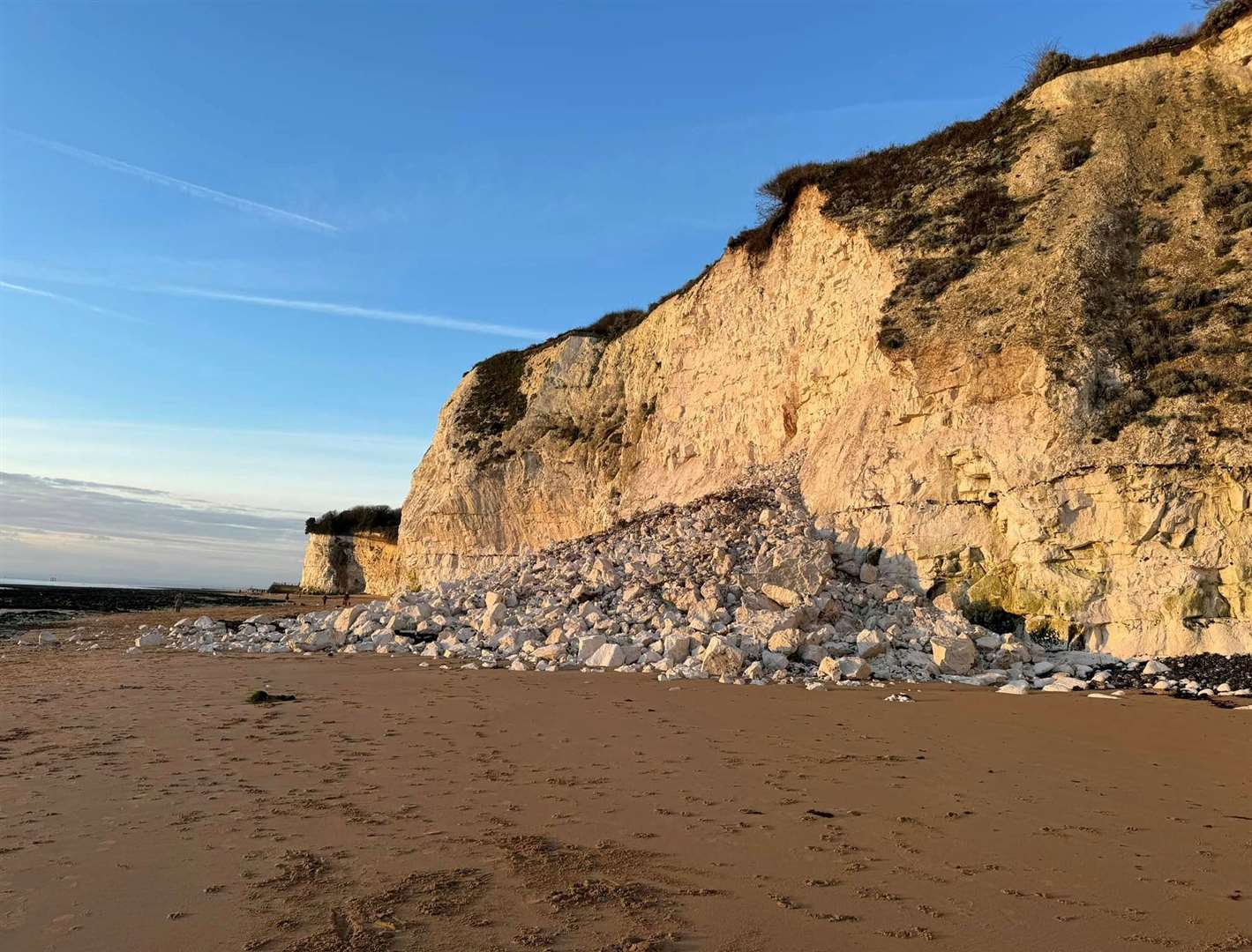 Walkers are advised to stay well clear of the edge of the cliff in Dumpton Gap, between Ramsgate and Broadstairs. Picture: Gill Allan