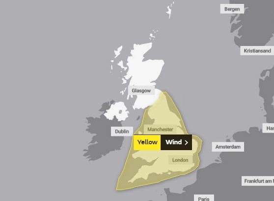 A yellow weather warning is in place over the next two days across England