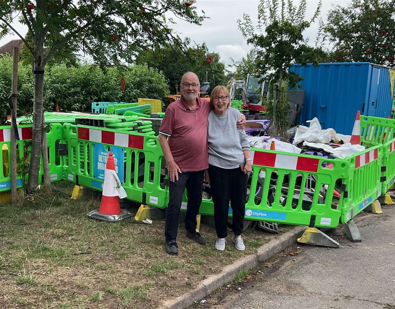 Alan Edwards with his wife Sandra at the grass verge being used by CityFibre workers. Picture: Alan Edwards