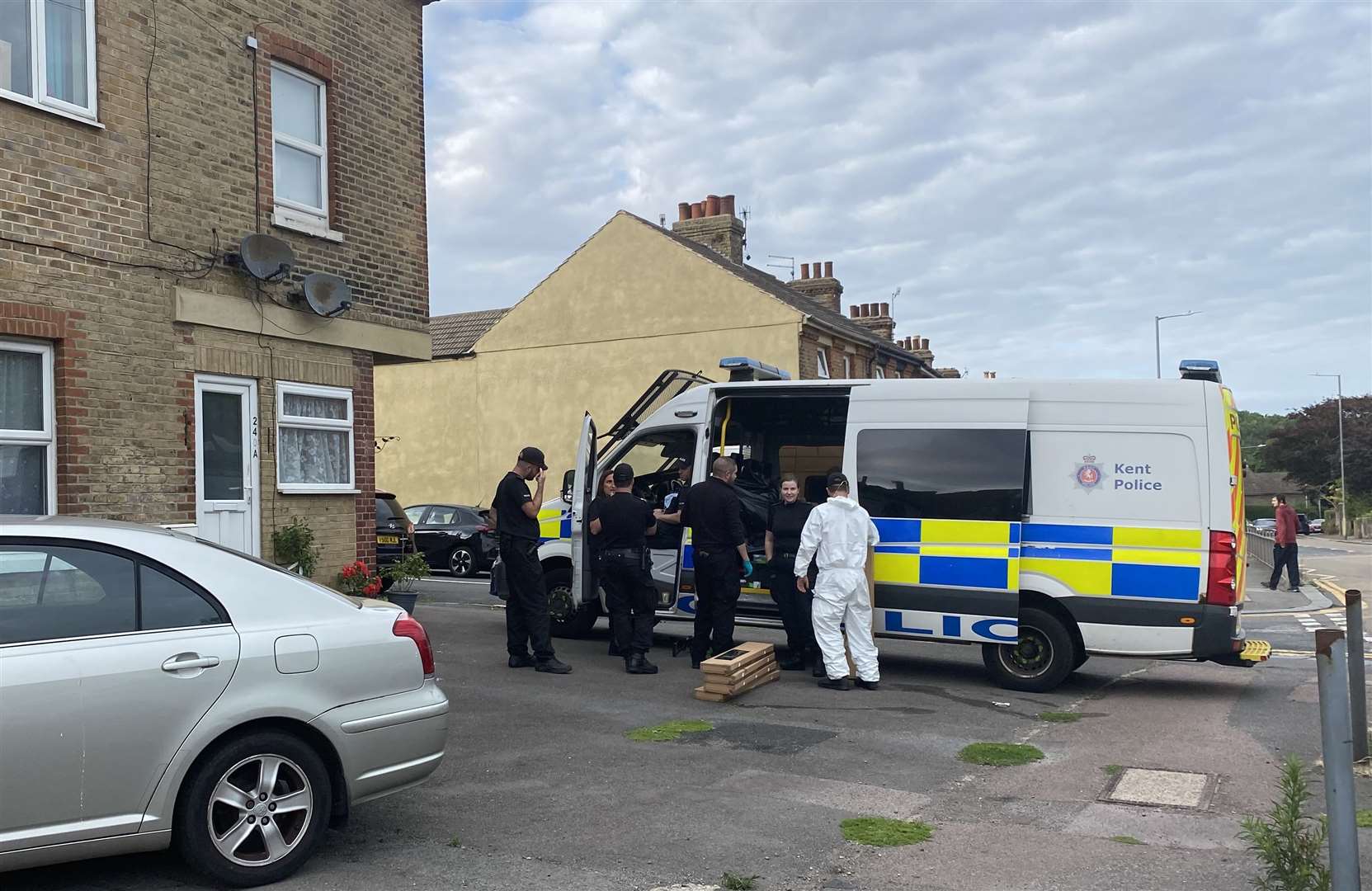 Officers were called to Lascelles Street, Dover yesterday, but remain at the scene today