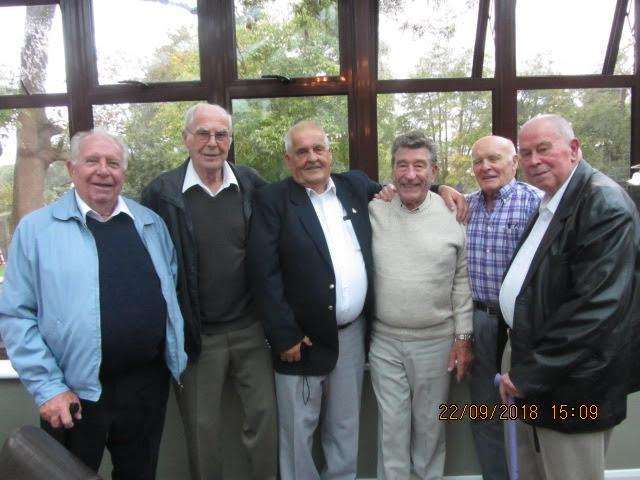 The old school chums got together at the Fighting Cocks Pub in Horton Kirby, from left to right, Fred Colyer, Brian King, Bill Young, Terry Berrecloth, Derek Jones and Trevor Knowles