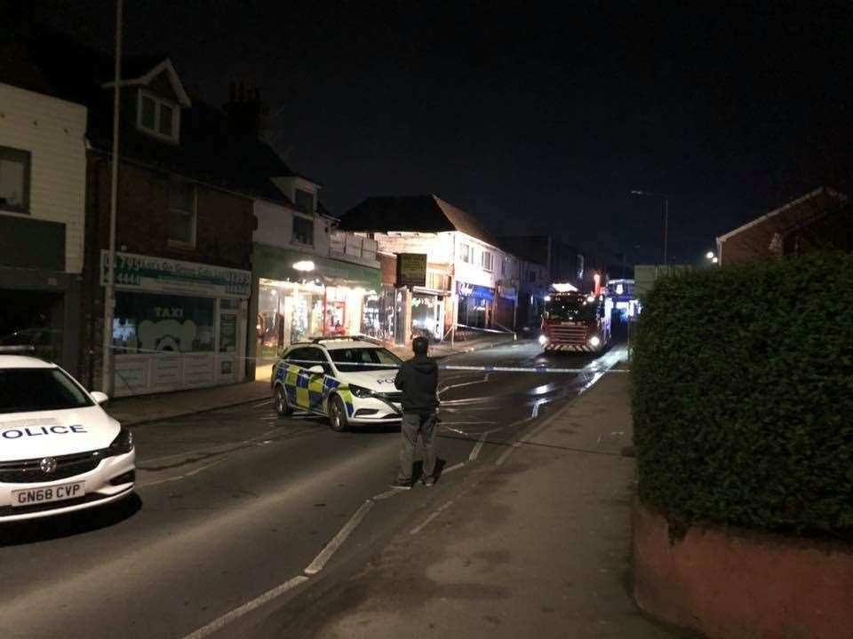 Police and firefighters in West Street, Sittingbourne. Picture: Let's Go Green Cabs (25422021)