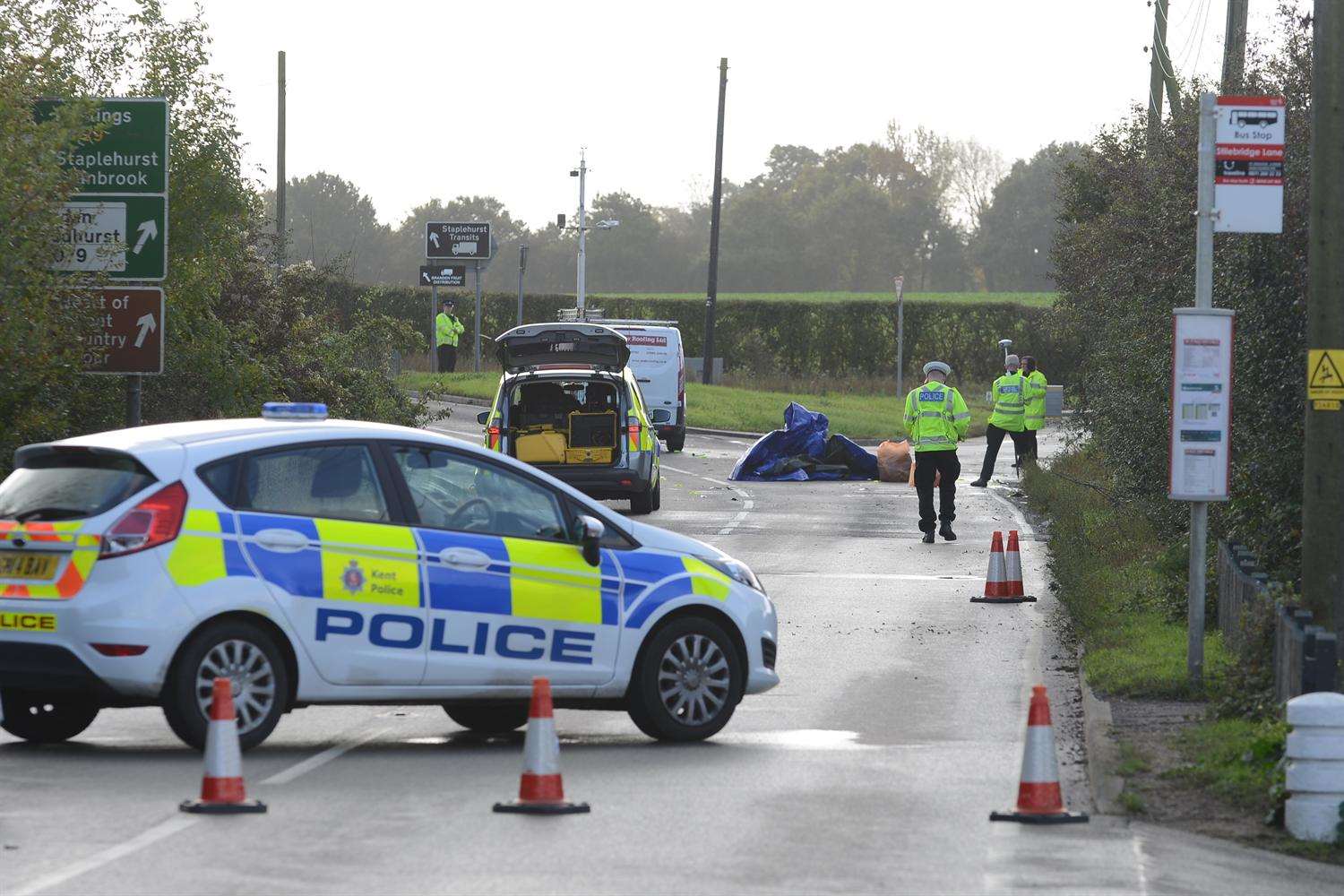 The scene of the accident on the A229. Picture: Gary Browne
