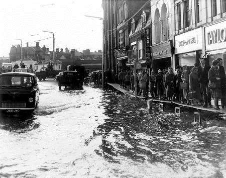 Floods hit Maidstone high street in 1953.