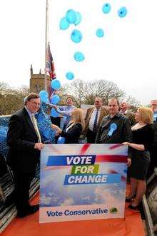 A balloon launch to mark the Conservative campaigning beginning.