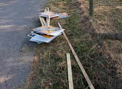 Some of the stake boards vandalised in Faversham
