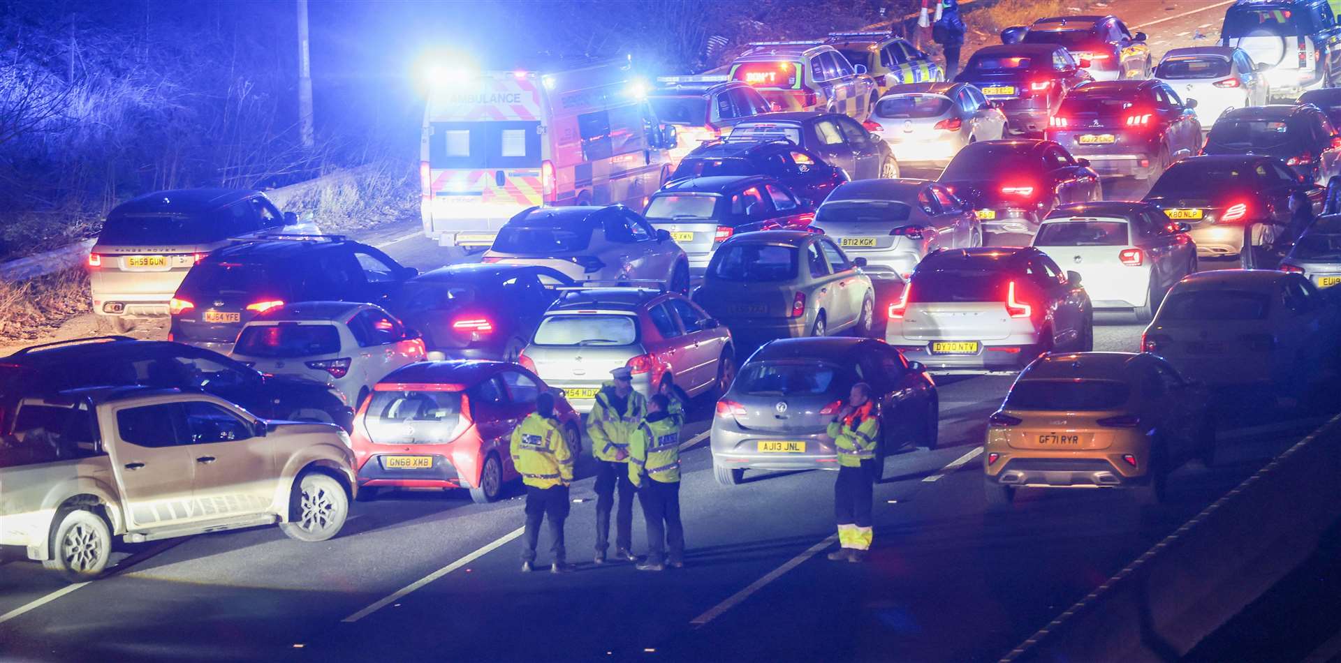 The crash closed the east-bound carriageway of the A2 between the Bean Interchange and Ebbsfleet jucntion. Picture: UKNIP