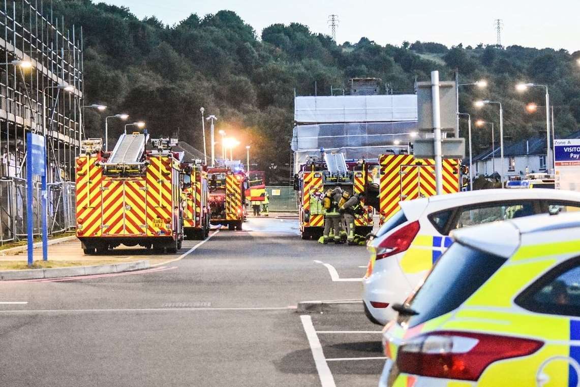 More than 30 firefighters have been tackling a fire at the former Buckland Hospital in Dover. Pic: Paul Armstrong